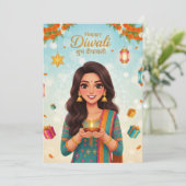 Diwali-festival viering kaart (Staand voorkant)