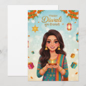 Diwali-festival viering kaart (Voorkant / Achterkant)