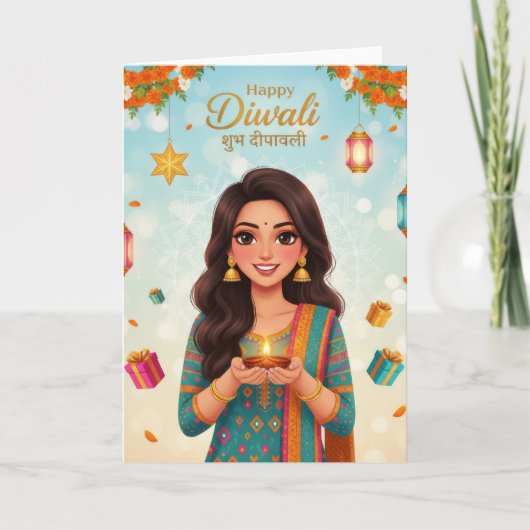 Diwali-festivalviering Kaart (Voorkant)