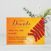 Diwali Firecrackers uitnodiging (Staand voorkant)