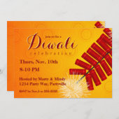 Diwali Firecrackers uitnodiging (Voorkant / Achterkant)