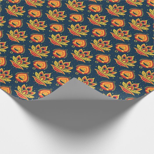 Diwali Flame Lotus Harmony Cadeaupapier (Hoek)