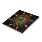 Diwali flower Rangoli met olielampen Tegeltje (Zijkant)