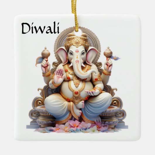 Diwali Ganesha Keramisch Ornament (Voorkant)