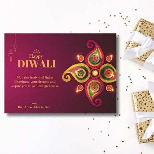 Diwali gele mandala lamp groet feestdagenkaart