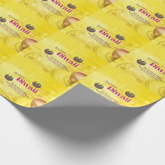 Diwali Gele Mandala Lamp Peacock gepersonaliseerd Cadeaupapier (Hoek)