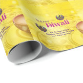 Diwali Gele Mandala Lamp Peacock gepersonaliseerd Cadeaupapier (Rol Hoek)