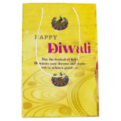Diwali Gele Mandala Lamp Peacock gepersonaliseerd Medium Cadeauzakje (Voorkant)