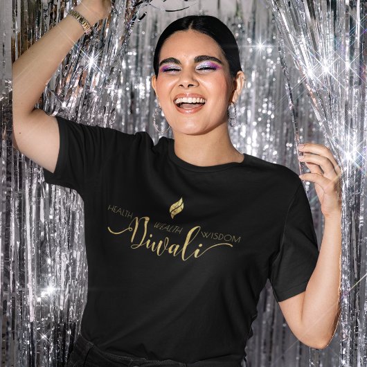 Diwali gezondheid rijkdom wijsheid gouden ontwerp t-shirt