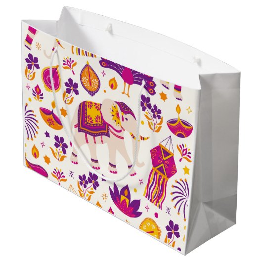 Diwali Gift Bag Groot Cadeauzakje (Achterkant Gekanteld)