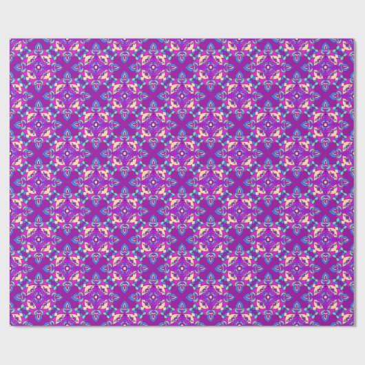 Diwali Giftwrap roze, blauw, Paars Rangoli Pattern Cadeaupapier (Vlak)
