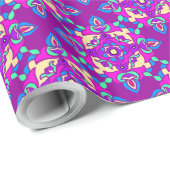 Diwali Giftwrap roze, blauw, Paars Rangoli Pattern Cadeaupapier (Rol Hoek)