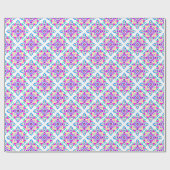Diwali Giftwrap: Roze, Blauw, Wit Rangoli Pattern Cadeaupapier (Vlak)