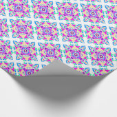 Diwali Giftwrap: Roze, Blauw, Wit Rangoli Pattern Cadeaupapier (Hoek)