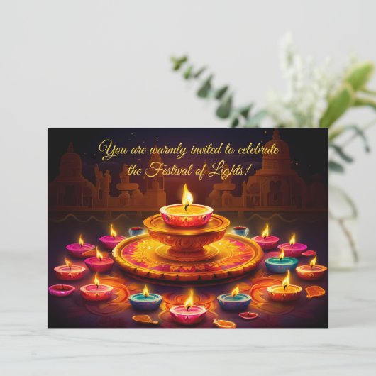 Diwali Glow Kaart (Staand voorkant)