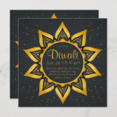 Diwali Gold en Black Diya Flames Kaart (Voorkant / Achterkant)