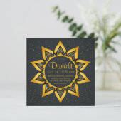 Diwali Gold en Black Diya Flames Kaart (Staand voorkant)