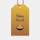 Diwali Gold Glitter Diya Flame Cadeaulabel (Voorkant)