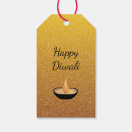 Diwali Gold Glitter Diya Flame Cadeaulabel