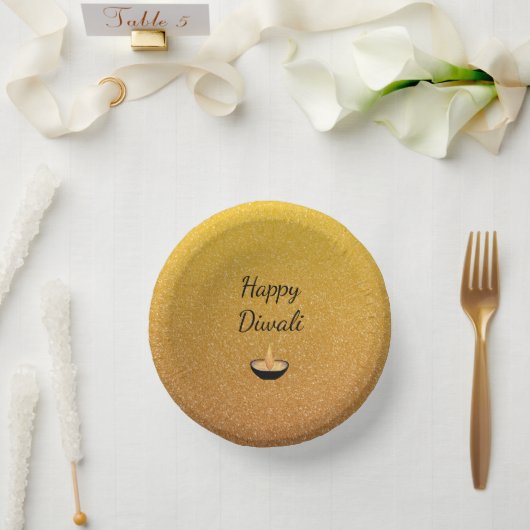 Diwali Gold Glitter Glam Diya Lamp Flame Papieren Kommen (Huwelijk)