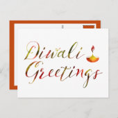 diwali greetings bokeh briefkaart (Voorkant / Achterkant)