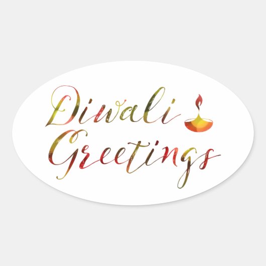 diwali greetings bokeh ovale sticker (Voorkant)