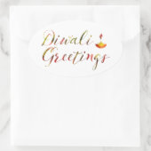 diwali greetings bokeh ovale sticker (Tas)
