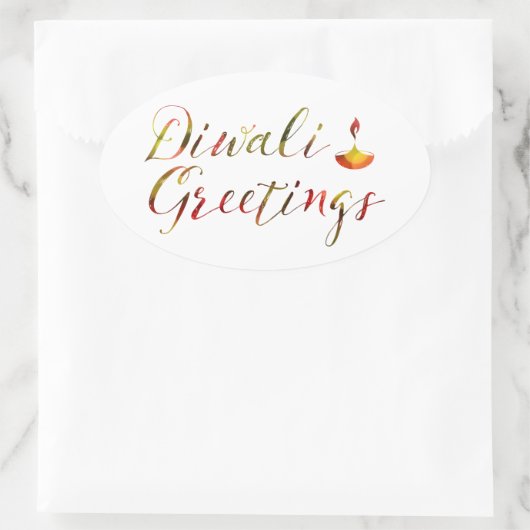 diwali greetings bokeh ovale sticker (Tas)