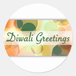 diwali greetings ( bokeh ) ronde sticker