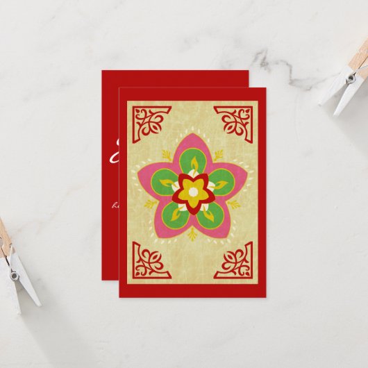 diwali greetings rangoli kaart (Voorkant / Achterkant in situ)