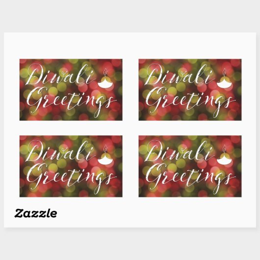 diwali greettering bokeh light rechthoekige sticker (Vel)