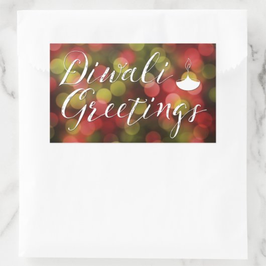 diwali greettering bokeh light rechthoekige sticker (Tas)