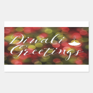diwali greettering bokeh light rechthoekige sticker