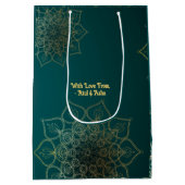 Diwali Groene Gouden Lampen Mandala Gepersonalisee Medium Cadeauzakje (Achterkant)