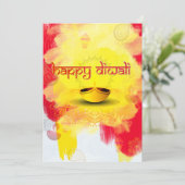 Diwali groet met Diya in budget Feestdagenkaart (Staand voorkant)