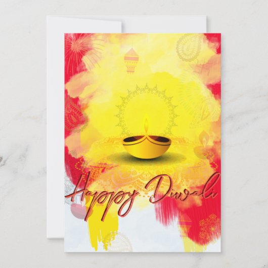 Diwali groet met Diya in budget Vakantie Kaart (Voorkant)