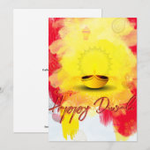 Diwali groet met Diya in budget Vakantie Kaart (Voorkant / Achterkant)