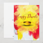 Diwali groet met Diya in budget Vakantie Kaart (Voorkant / Achterkant)