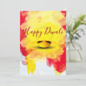 Diwali groet met Diya in budget Vakantie Kaart (Staand voorkant)