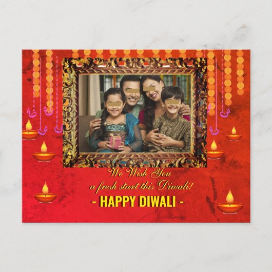 Diwali groet traditionele foto kaart (Voorkant)
