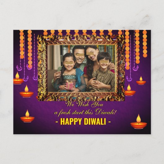 Diwali groet traditionele foto kaart (Voorkant)