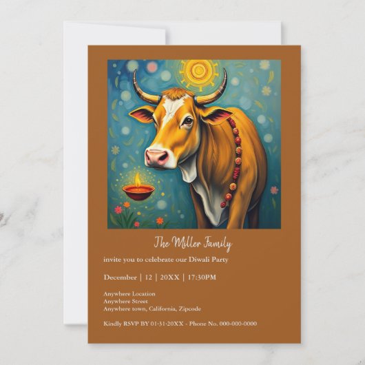 Diwali Heilige Koe Diyas vieren (Voorkant)