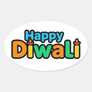 Diwali – Het Kleurrijke Festival van Licht en Vreu Ovale Sticker