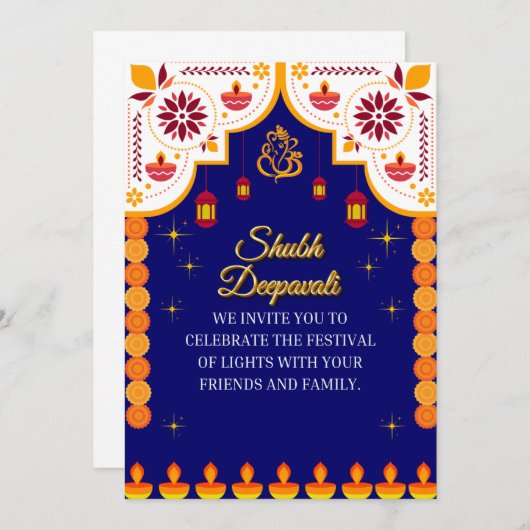 Diwali Invitation Kaart (Voorkant / Achterkant)