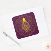 Diwali Jeweled Diya Candle Design Mandala Paars Vierkante Sticker (Envelop)