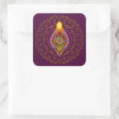 Diwali Jeweled Diya Candle Design Mandala Paars Vierkante Sticker (Tas)