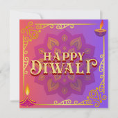 Diwali Kaart Kleurrijke Roze & Paarse Mandala (Voorkant)