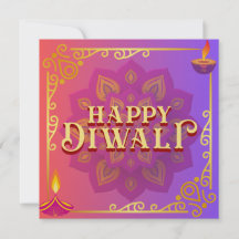 Diwali Kaart Kleurrijke Roze & Paarse Mandala