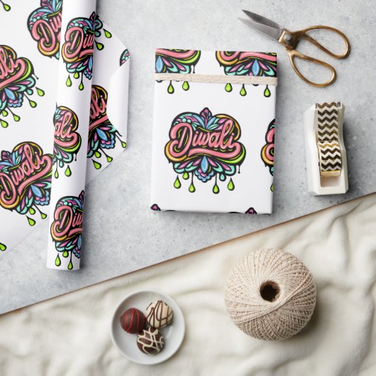 Diwali Kleurrijke harten Cadeaupapier (Crafts)