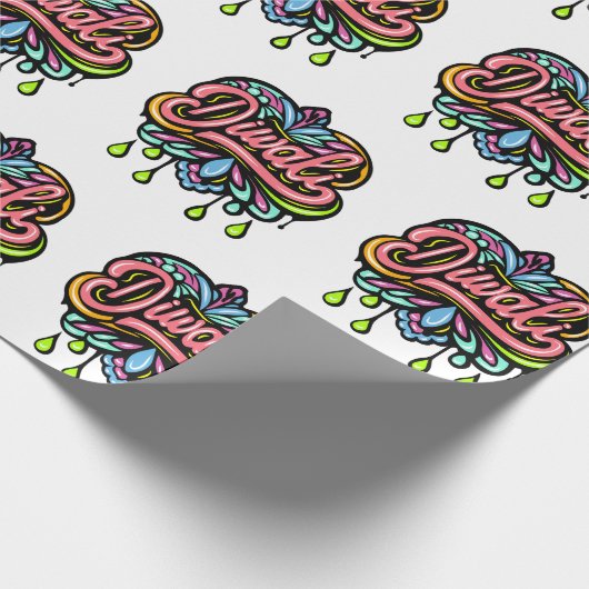 Diwali Kleurrijke harten Cadeaupapier (Hoek)